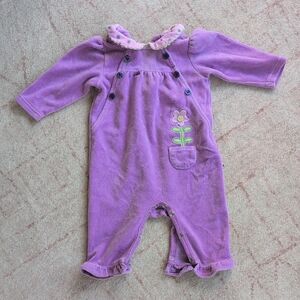 Le Top Velour Bodysuit Jumper One Piece 6 Mo With Flower